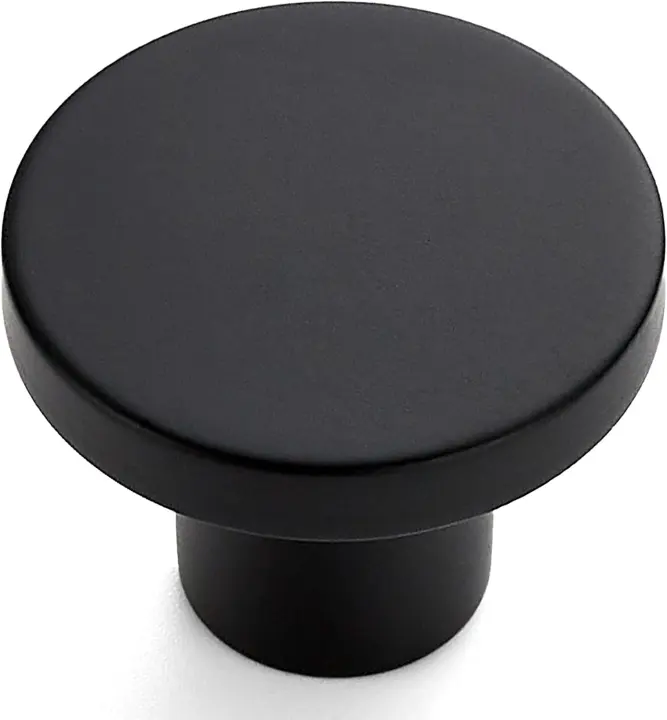 10-Pack Black Round Cabinet Knobs — 1.18 in Zinc Alloy Drawer Pulls
