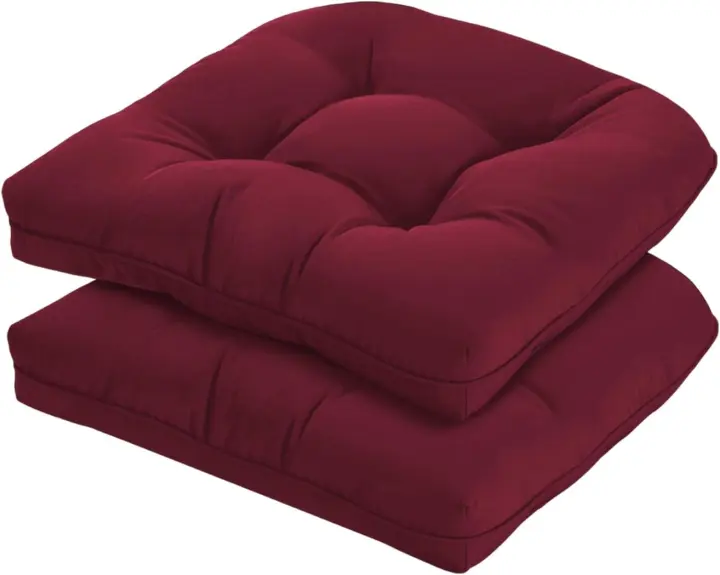 19x19 Outdoor Chair Cushions — Set of 2 Tufted Patio Seat Pads