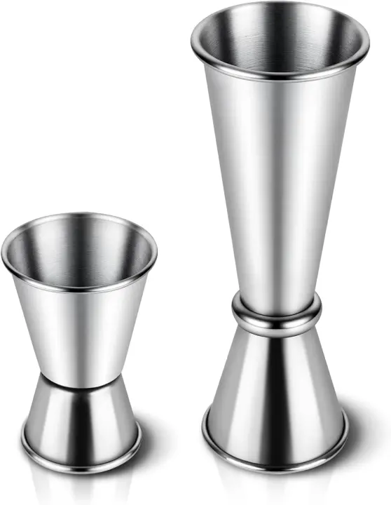 2-Pack Double-Ended Cocktail Jiggers — Stainless Steel Bartending Set