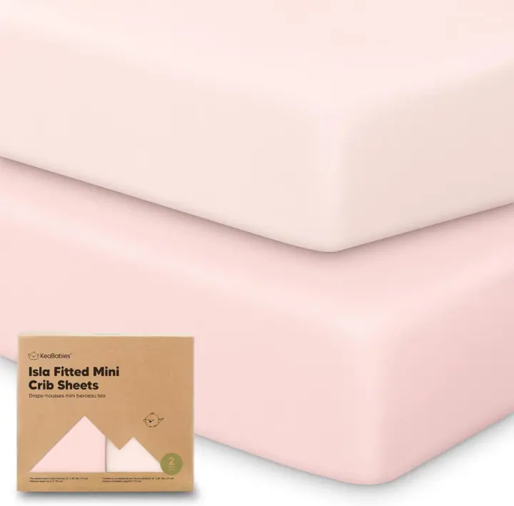2-Pack Mini Crib Fitted Sheets (38 x 26) — Bamboo-Viscose, Mist Rose
