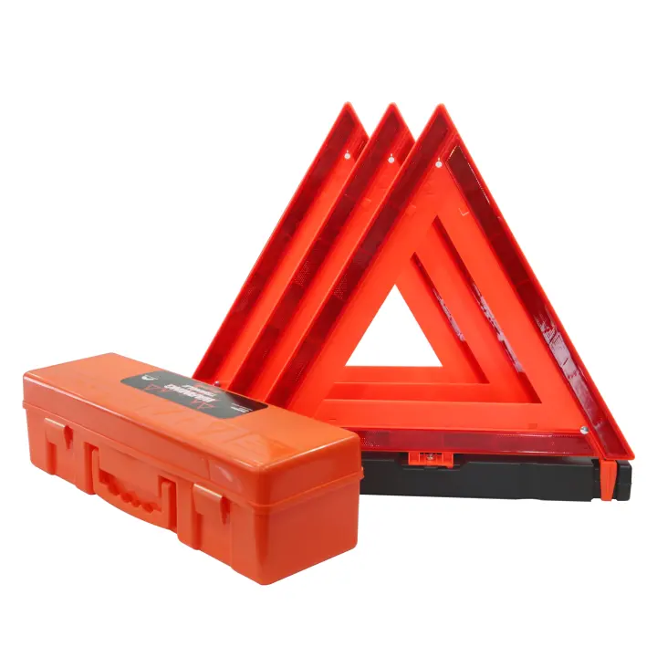 3-Pack Foldable Reflective Roadside Warning Triangles with Carrying Case