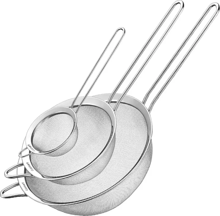 3-Piece Stainless Steel Mesh Strainer Set — Fine Kitchen Sieves