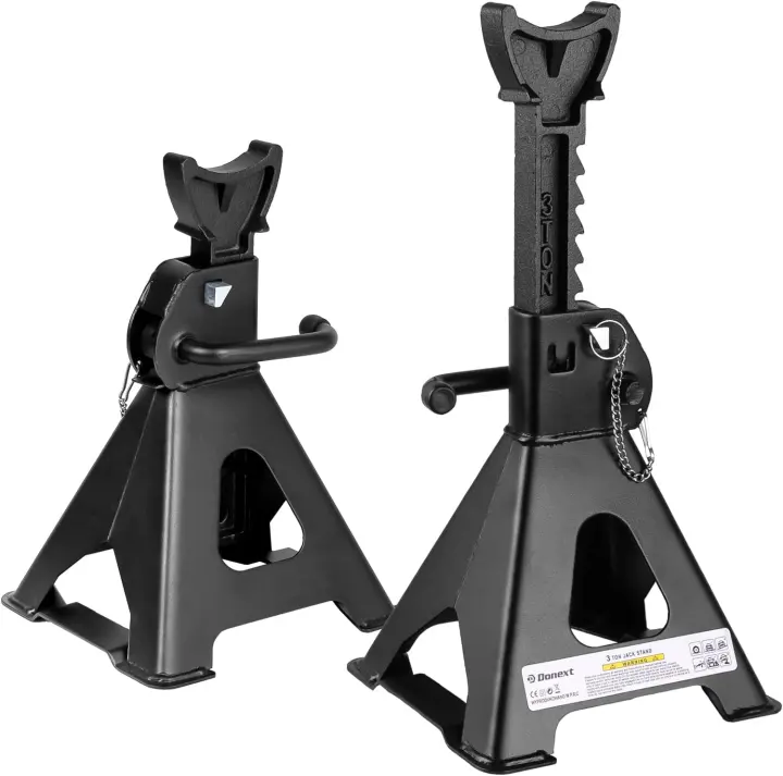 3-Ton Adjustable Double-Lock Jack Stands — Pair (11.4"–16.5")