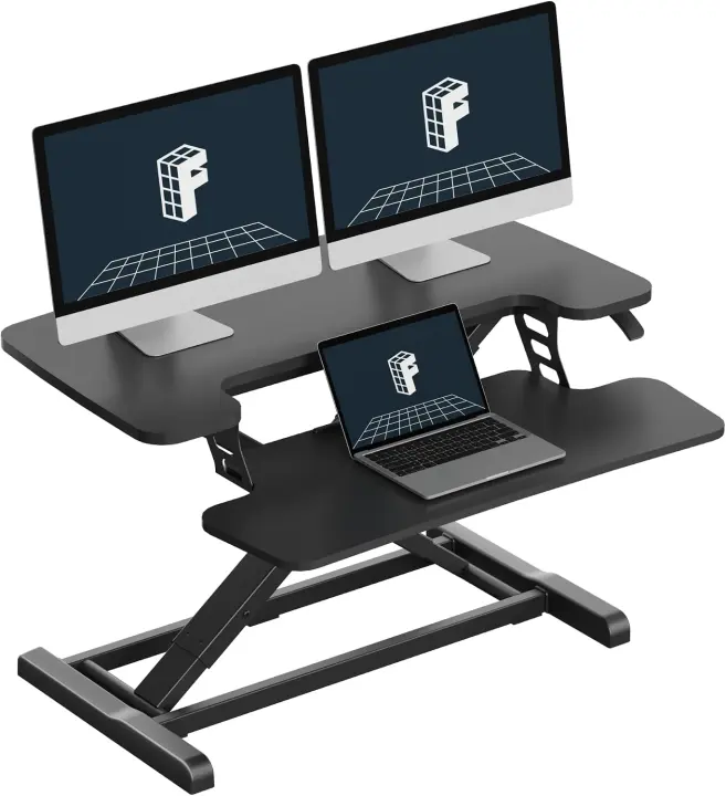 32" Standing Desk Converter — Black Sit‑Stand Desktop Riser