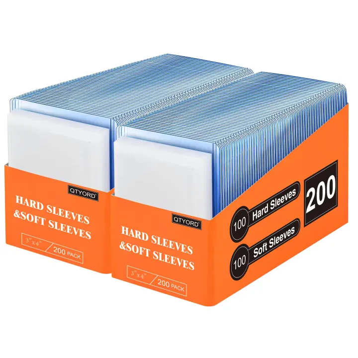 400 Card Sleeves — 3x4 Clear Trading Card Protectors (200 Hard + 200 Soft)