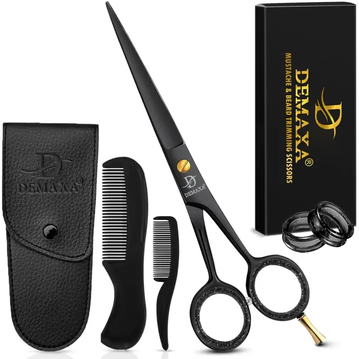5" Beard & Mustache Scissors Grooming Kit with Combs and Pouch