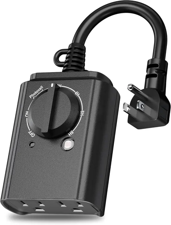 BN-LINK Outdoor Light Timer — Dusk Sensor, RF Remote, 2 Grounded Outlets