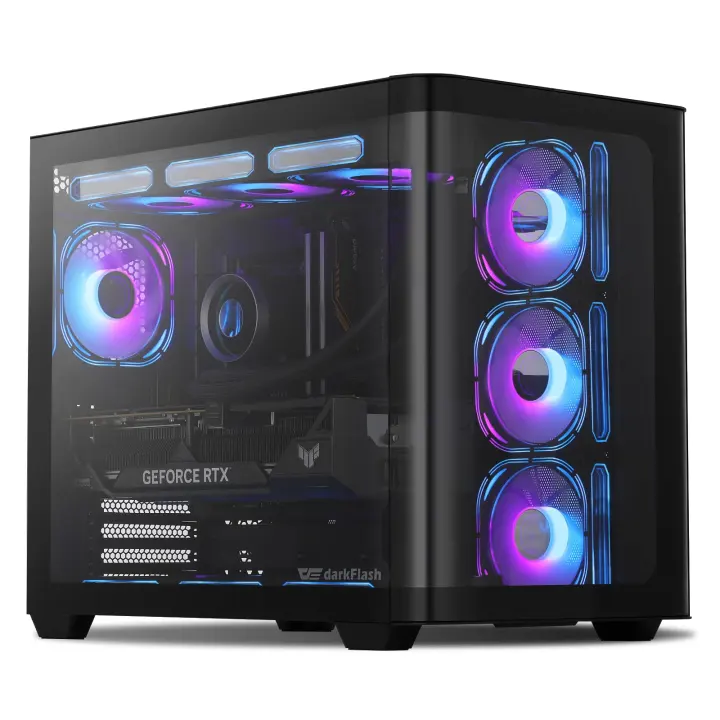 darkFlash ATX Mid-Tower Gaming Case — Back-Plugin BTF, Curved Glass