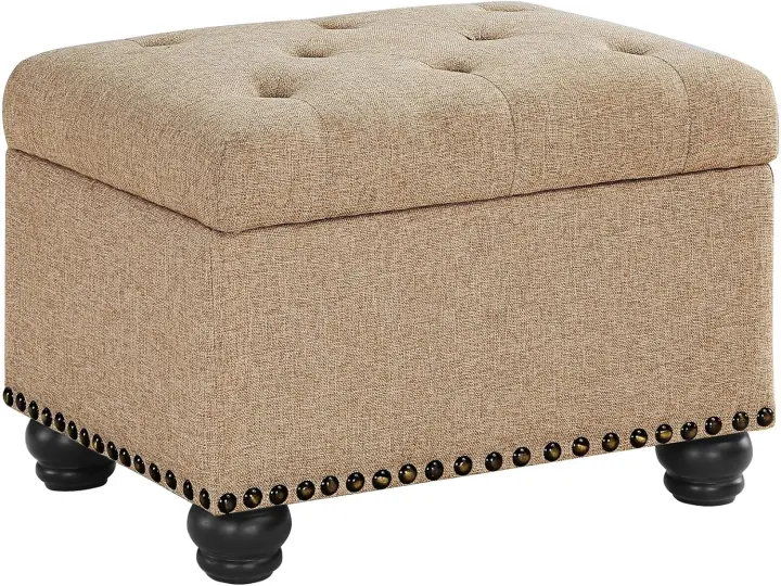 Designs4Comfort 5th Avenue Storage Ottoman — 24" Tan Fabric Footrest