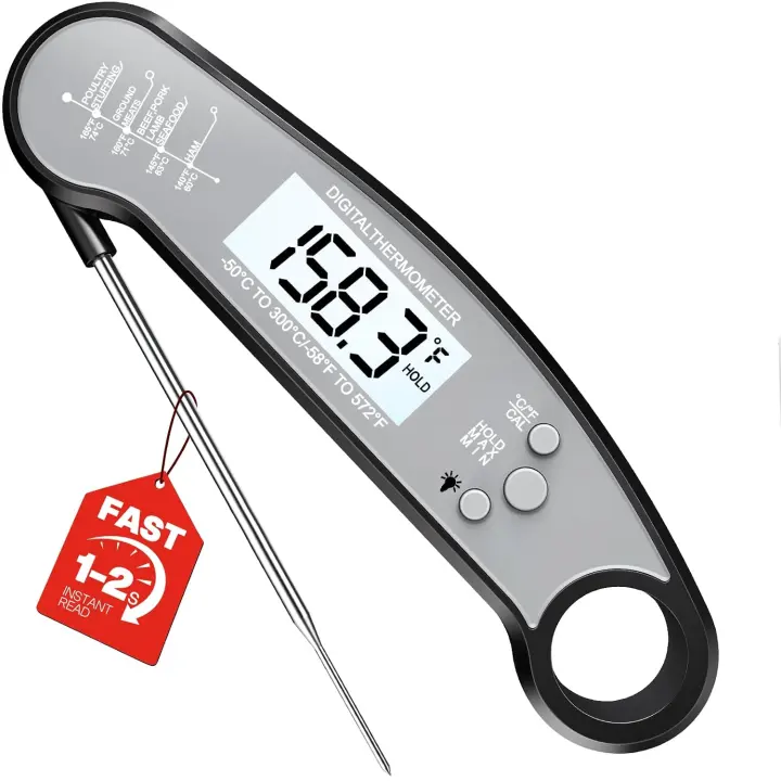Digital Instant-Read Meat Thermometer — Black & Grey