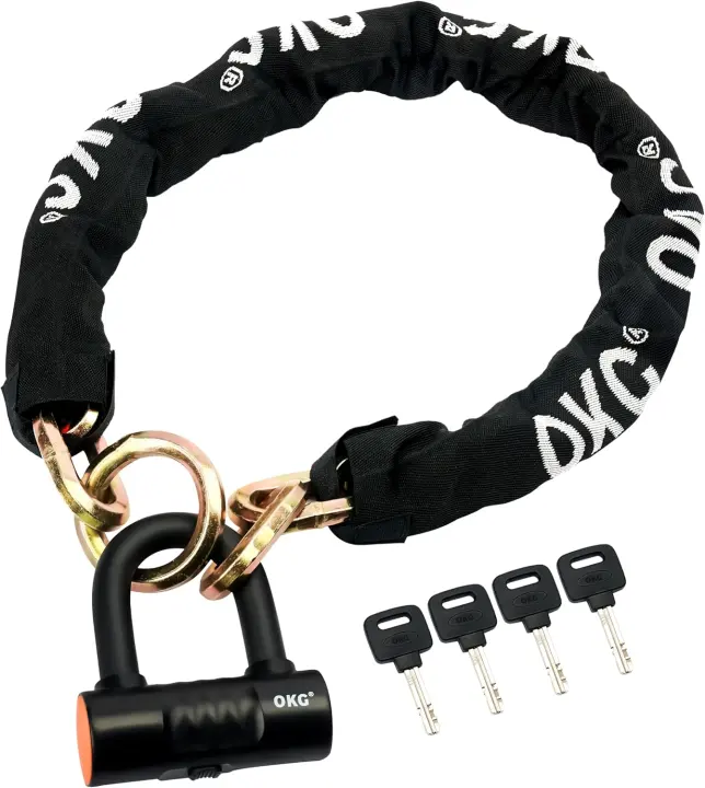 Heavy-Duty Motorcycle Chain Lock with Hardened U-Lock (12mm, 3.3 ft)