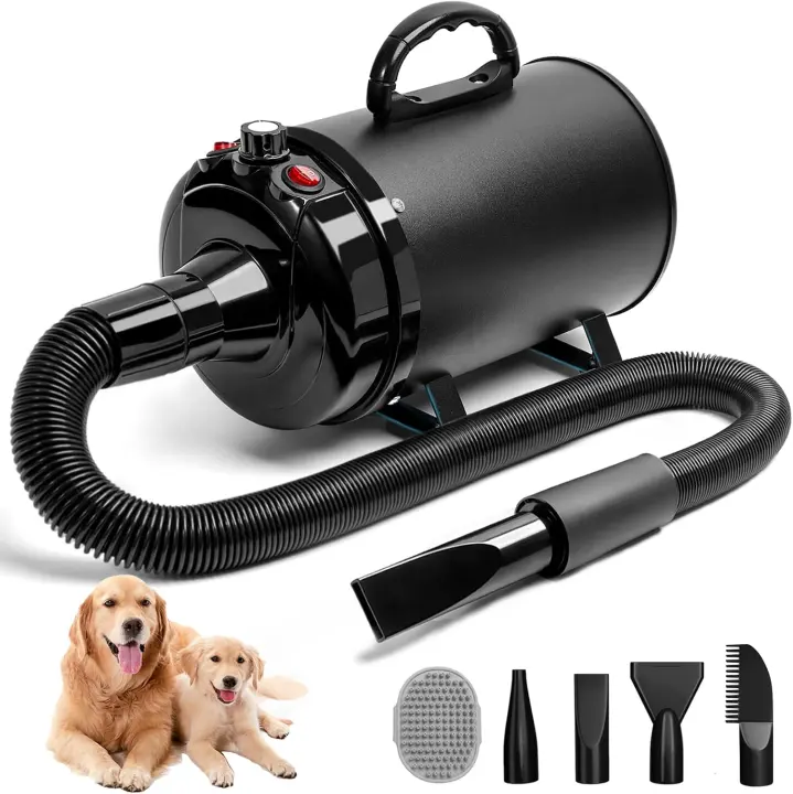 High-Velocity Dog Hair Dryer — Professional Pet Grooming Blower (Black)