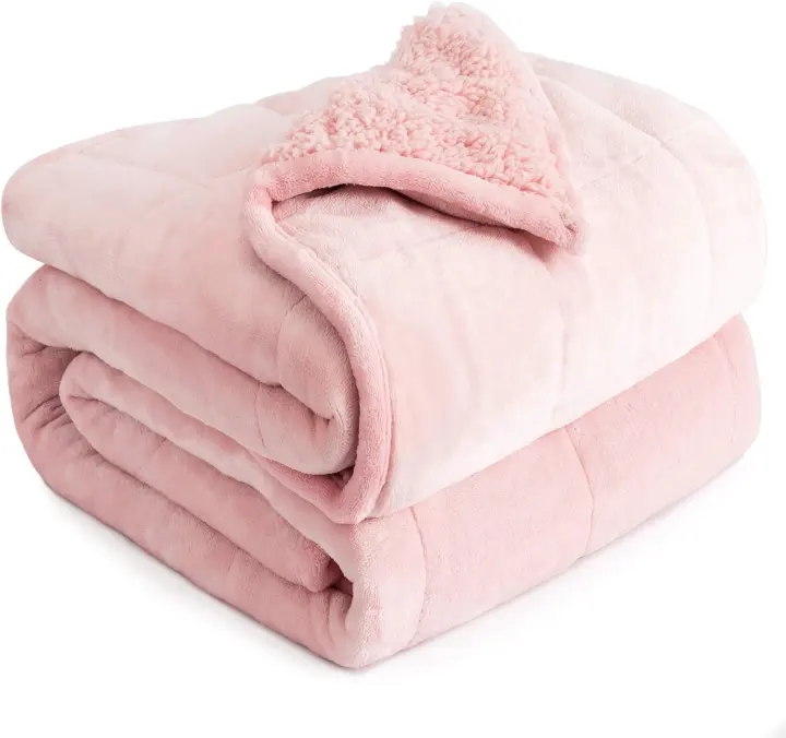 Queen 15 lb Sherpa & Fleece Weighted Blanket — 60 x 80 in
