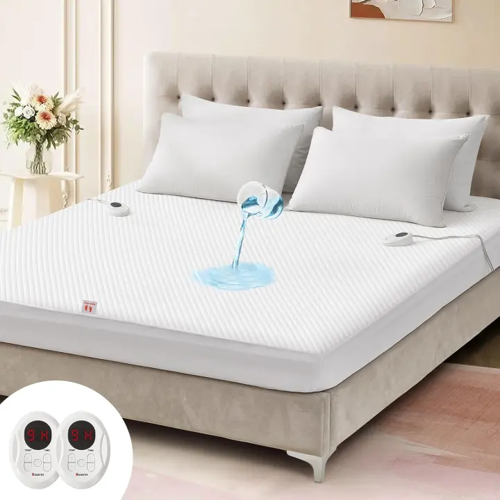 Queen Waterproof Heated Mattress Pad — Dual Control, 9 Heat Levels