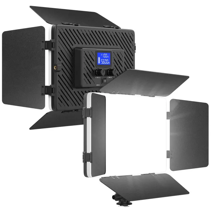 Rechargeable LED Video Light Panel with Barn Doors (18x27 cm)