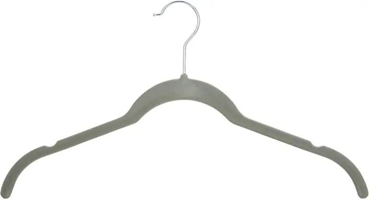 Space-Saving Slim Velvet Non-Slip Clothes Hangers, Gray/Silver — 30-Pack