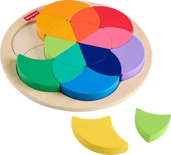 Wooden Color Wheel Puzzle Toy — 18-Piece Tray Puzzle for Preschoolers